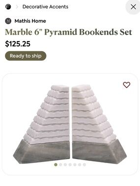 Marble Pyramid Book Ends Set